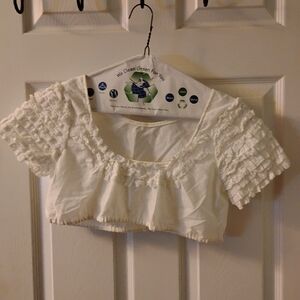 Vintage White Micro Ruffle Crop Top